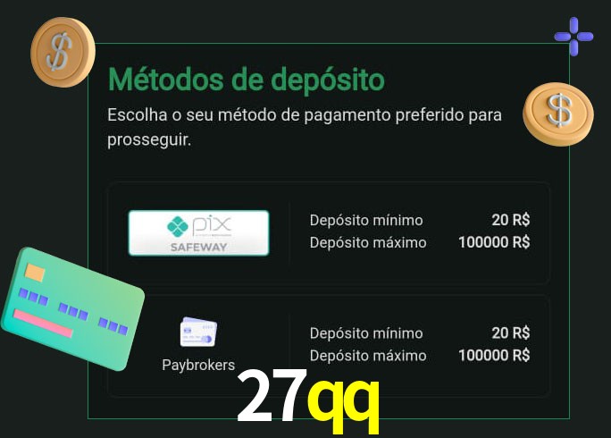 O cassino 27qq oferece uma grande variedade de métodos de pagamento